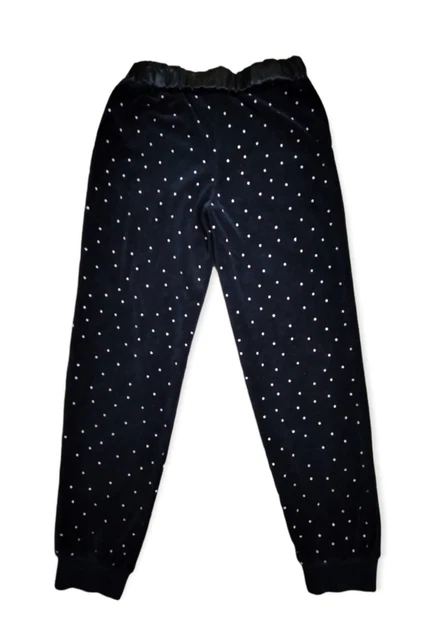 Juicy Couture Kids Velour Black & Light Rose Gold Pink Polka Dot Leggings 8/10