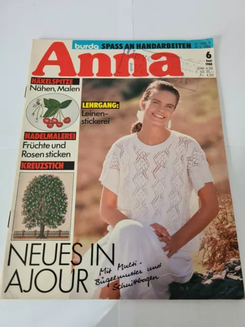 Anna Burda Spaß an Handarbeiten Nr6 1988 Vintage mit Vorlage Sticken Häkeln