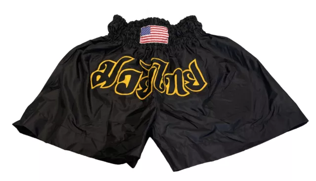 Woldorf XXL Boxing Shorts Black Gold USA Flag