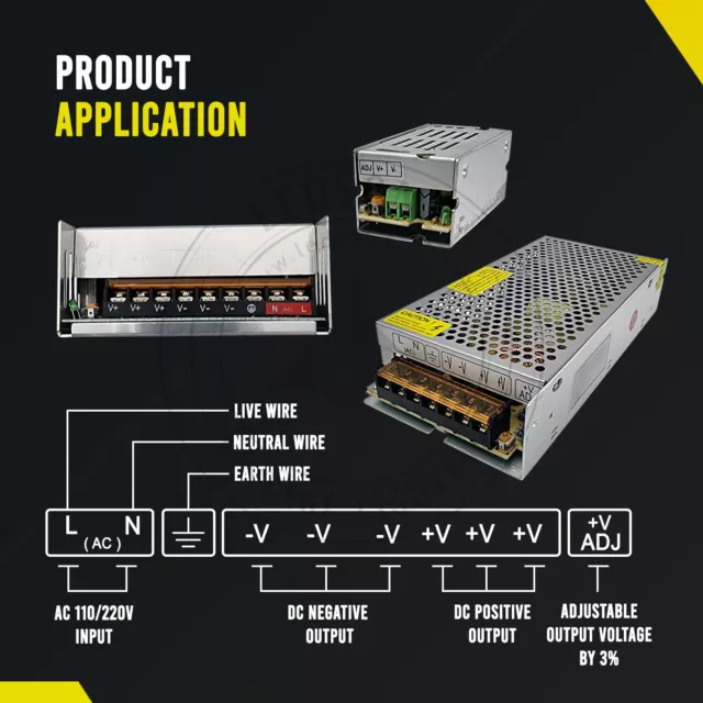 AC 100-240V Pour 2A - 60A Dc 5 Voltage Transformer Interrupteur Alimentation LED 3