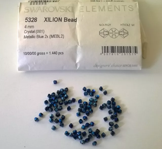 PIETRE CRISTALLO SWAROVSKI ELEMENTS BICONO METALLIC BLUE 4 mm