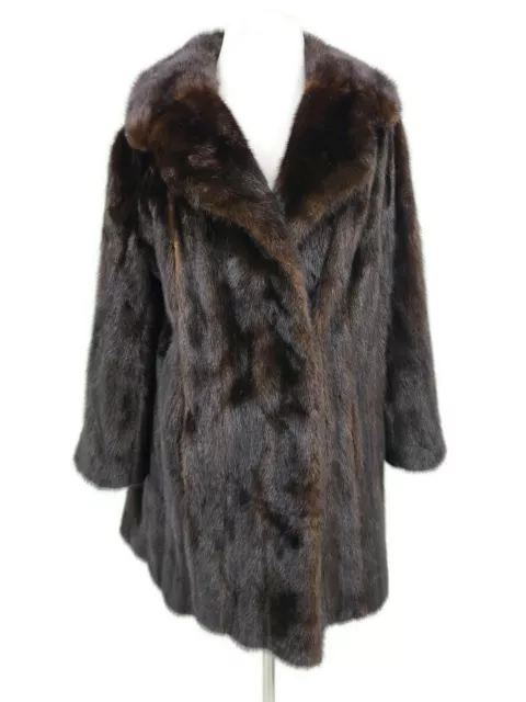 VINTAGE MINK FUR Coat Womens M? Dark Brown Pockets $300.00 - PicClick
