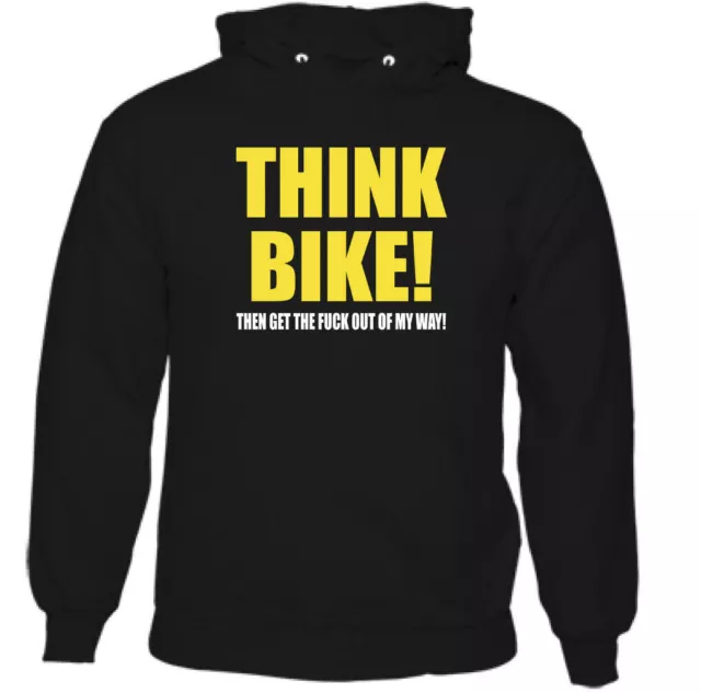 Think Bike Mens Funny Biker Hoodie Motorbike Motorcycle Chopper Slogan