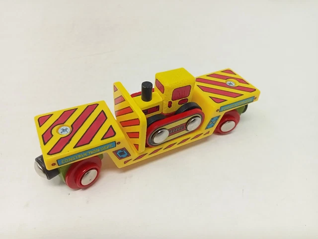 Bigjigs Rail Wooden Bulldozer Low Loader Track Train Play Set
