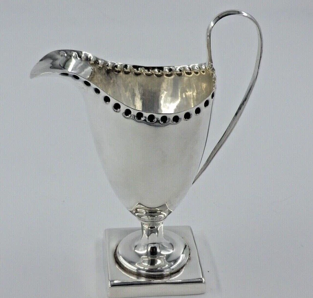 Antique Silver Jug Helmet Shaped Solid Sterling Cream Jug Creamer 1899 SLOH)