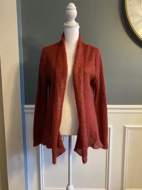 EILEEN FISHER Woman's Mohair/Wool Blend Open Cardigan Sweater Sz S Long Sleeve