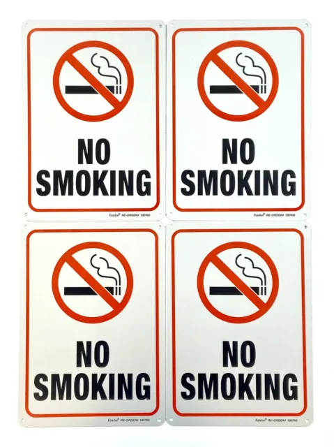 No Smoking Sign Metal Reflective Aluminum UV Printed 10 x 7 inch 4-Pack