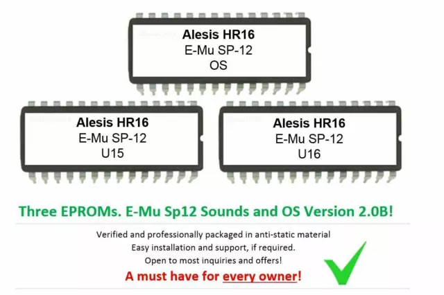 Alesis HR16 HR-16B Puce Sonore Mise E-Mu SP12 Kit Comprend Firmware 2.0 SP1200