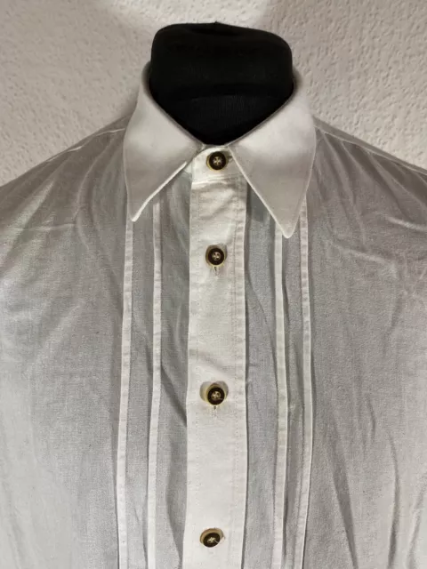 OS Trachten Men's Shirt Size M Casual Shirt Classic Fit White 8028 2