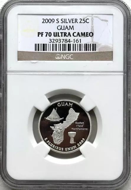 2009-S Guam Silver Quarter - Ngc Pf70 Ultra Cameo - Free Shipping!