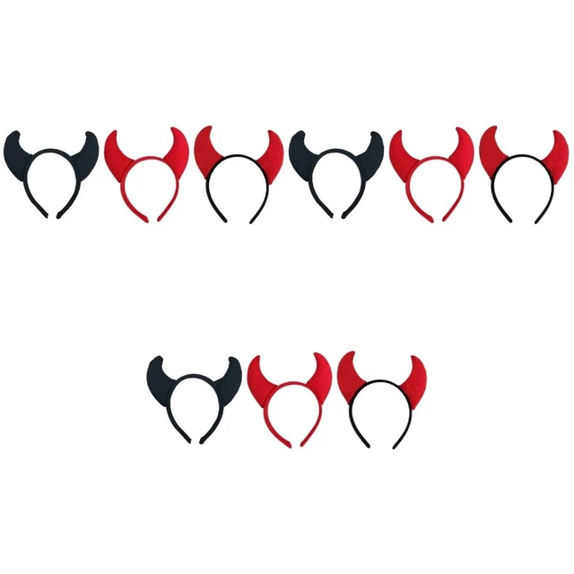 9 pz copricapo cosplay piccolo diavolo capelli cerchio corno fascia nastro nero demone