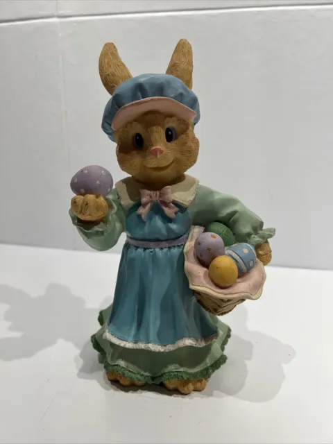 Vintage Nuntucket Bunny Gardens Collection Easter Spring Figurine Egg Basket