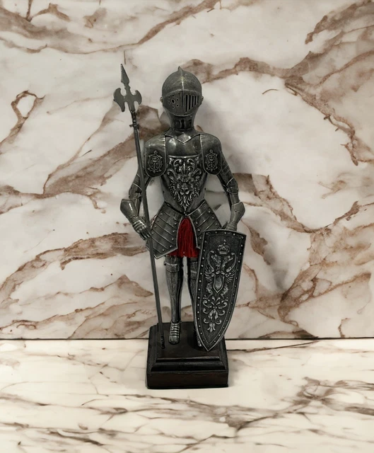 Vintage Medieval Knight, Authentic Armor, Spanish-Made, 14" Tall.