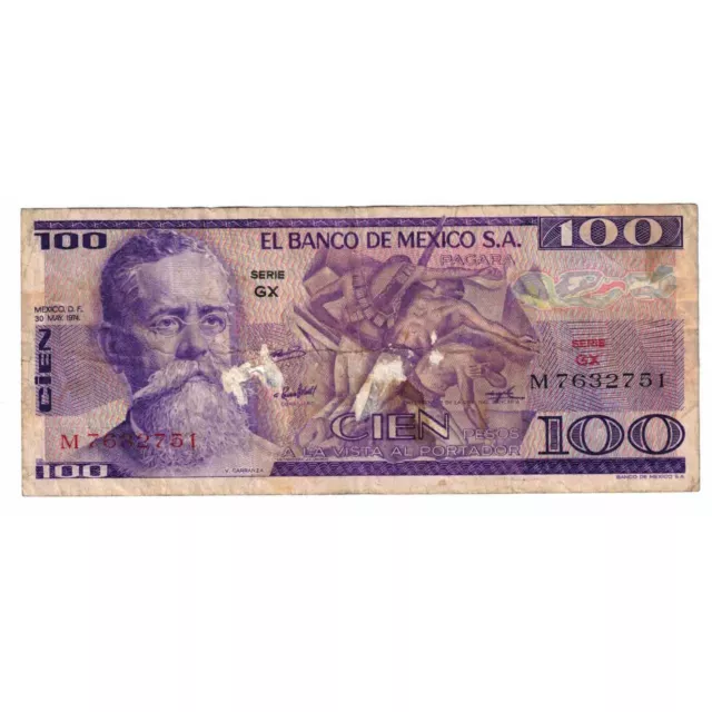 [#330484] Geldschein, Mexiko, 100 Pesos, 1974, 1974-05-30, KM:66a, SGE