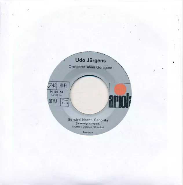 Es wird Nacht, Senorita - Udo Jürgens - LC Single 7" Vinyl 203/18