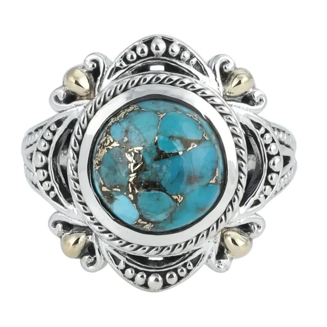 Bleu Mohave Turquoise 925 Argent Sterling Unique Bague pour Elle Taille 7 USA