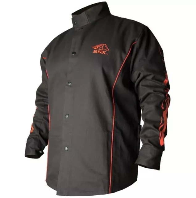 Revco Black Stallion BSX Black FR Welding Jacket With Red Flames X-Large