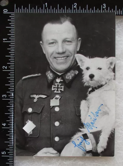 Ww2 German Army Knights Cross General Erich Reuter Signed Photo Autograph