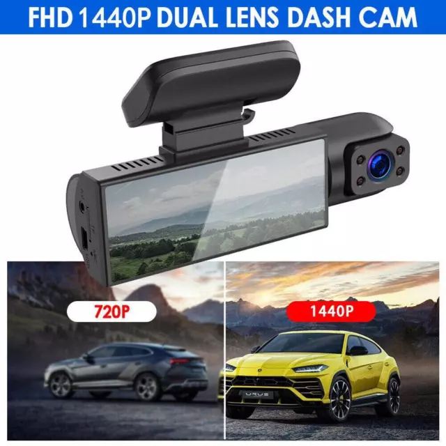 Dash Cam Night Vision Dual Lens Car DVR Recorder Front Inside Camera HD 3.16in