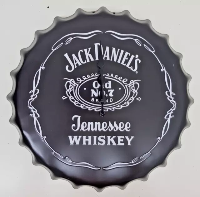 Jack Daniels Bottle Cap Clock Wall Art, Man Cave, 40cm