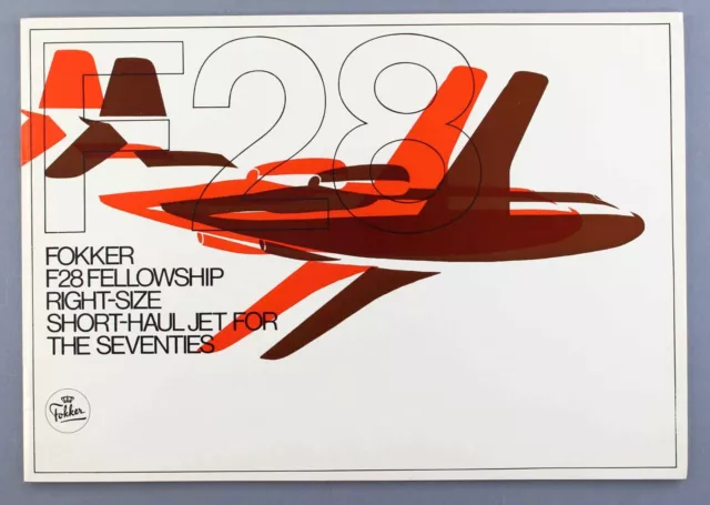 Fokker F28 Manufacturers Sales Brochure Seat Maps Cutaway 1969 Airline F-28