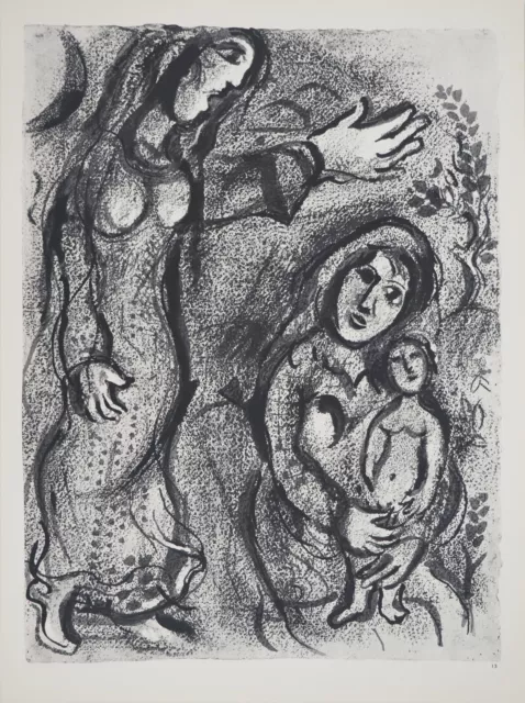 Marc CHAGALL : La Bible, Agar chassée par Sarah, Héliogravure, 1960