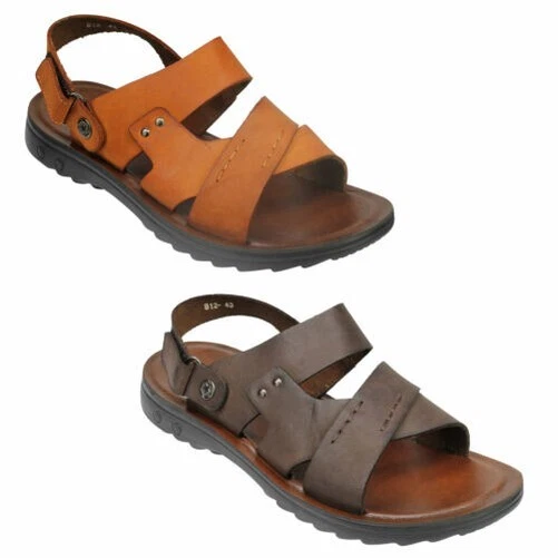 Hommes Véritable Cuir Sandales Marche Marron Plage Mules à Enfiler Size 6 7 8 9