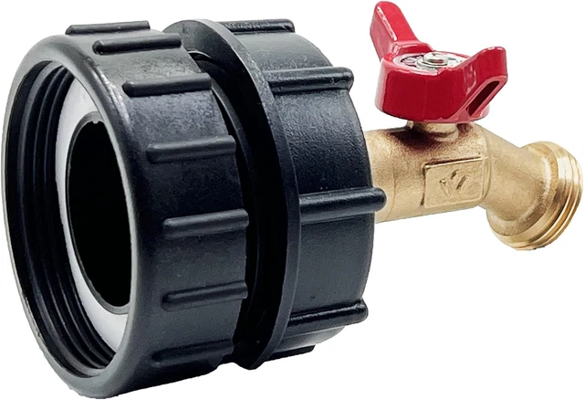 275-330 Gallon IBC Tote Tank Water Adapter, 2" NPT Fine&Coarse Thread + Brass