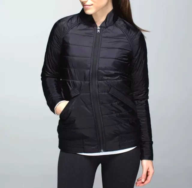 Lululemon Size AUS 10 CAN 6  Black Puffer Jacket RRP $199 Reversible Grey Winter