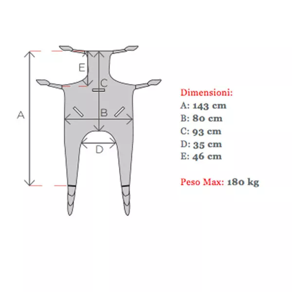 Imbracatura per Sollevatore Disabili Modello Standard con Poggiatesta 3