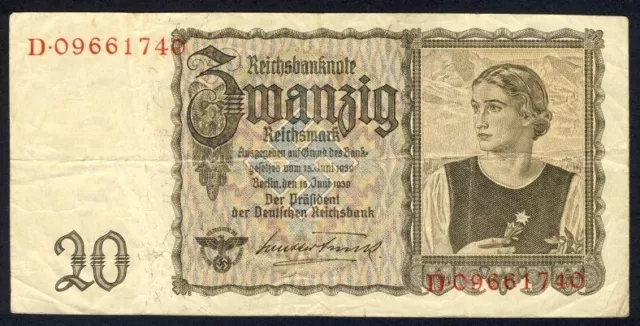 20 Reichsmark 16.6.1939 (Ro 178) Österreicherin, "Tirolerschein"