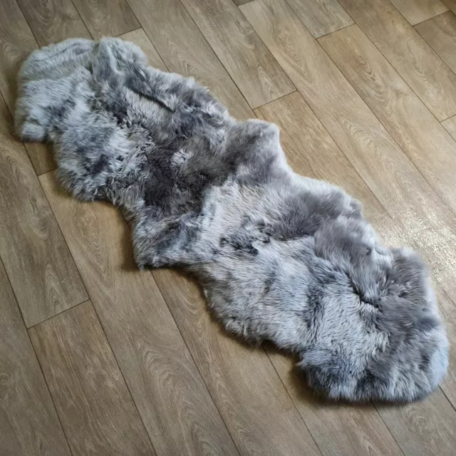 Double Pelt Sheepskin Rug Grey Genuine Sheepskin Rug Lambskin Wool Pelt Throw