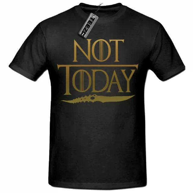 Not Today T Shirt, Arya Stark T Shirt, Game Of Thrones T Shirt,(Gold Slogan)