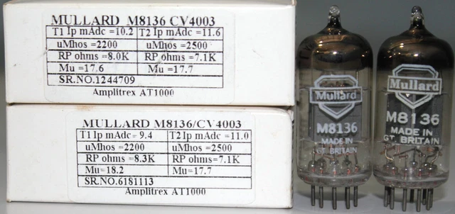 1MP M8136 CV4003 ECC82 Mullard 1960's Blur Glass Gt.Britain Amplitrex Tested