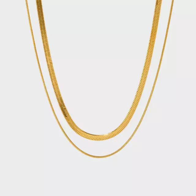 Collier ras du cou minimaliste pour femme, chaîne serpent à chevrons...