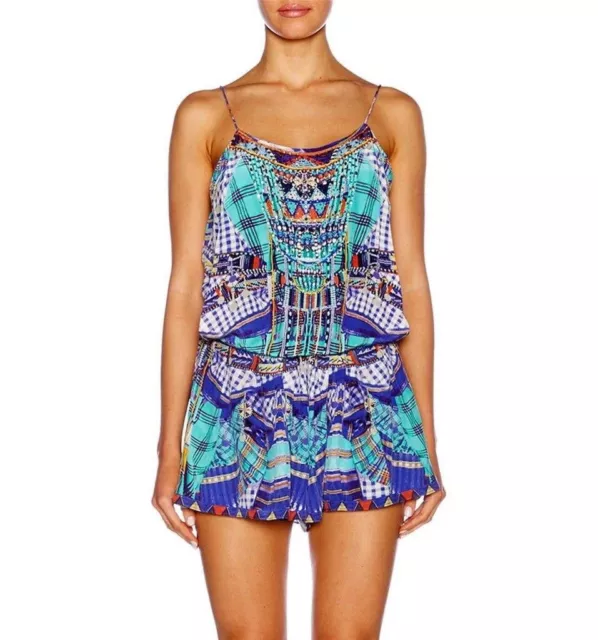 CAMILLA Franks Divinity Dance Embellished Silk Playsuit Romper Colourful Size S