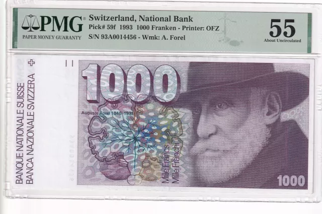 Switzerland, 1.000 Franken, 1993, AUNC, p59f, PMG 55