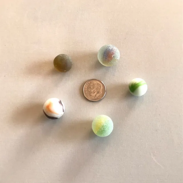 Surf Tumbled Genuine Beach Sea Glass Marbles - Green Blue/Red Yellow/Green Gold