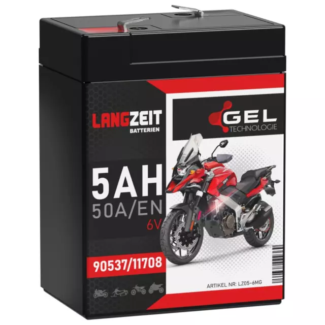 LANGZEIT Gel Batterie 6V 5Ah Simson KR51 Schwalbe Star S51 Habicht Sperber