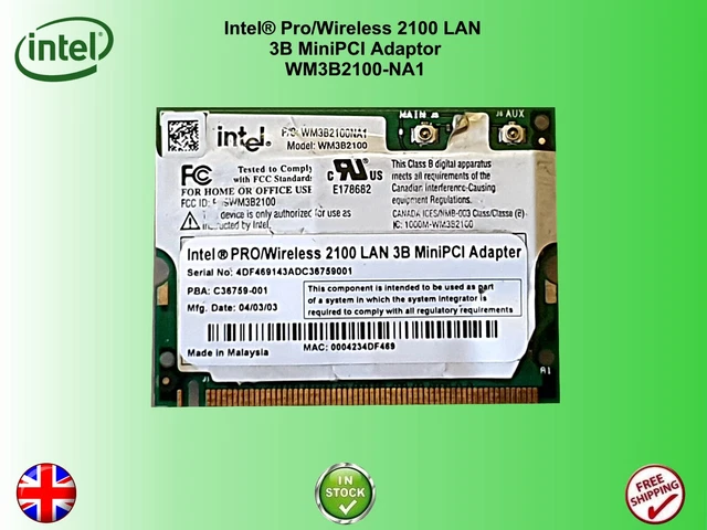💥 INTEL® PRO/WIRELESS 2100 LAN 3B MiniPCI Adaptor WM3B2100-NA1 💥 £6.25 ...