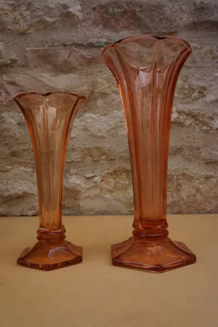 Lot De 2 Vases En Verre (Val Saint Lambert Belgique)
