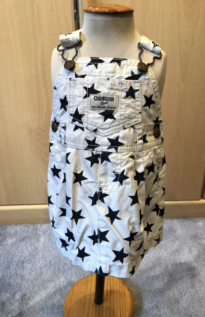 Abito vintage Oshkosh bianco con stelle nere Pinafore età 6 mesi