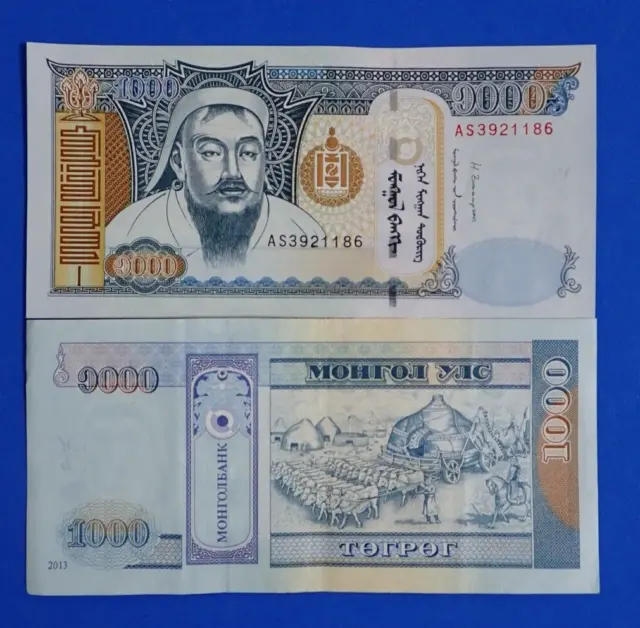 Mongolia 2013 UNC 1000 tugrik banknote