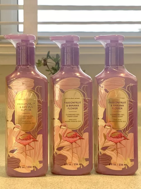 Bath & Body Works PASSIONFRUIT & BANANA FLOWER Cleansing Gel Hand Soap SET OF 3!