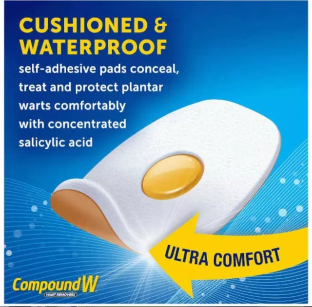 Compound W Plantar Foot Pads Verruca Treatment Wart Remover - 2 Plasters