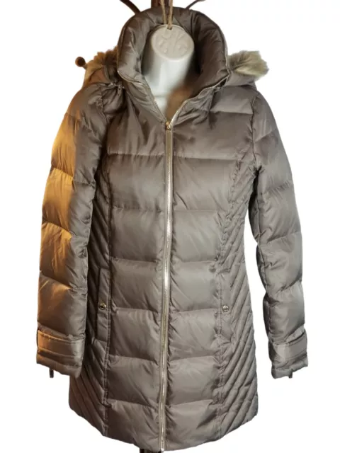 Kenneth Cole New York Women's Zip Front Puffer with Faux Fur Collar