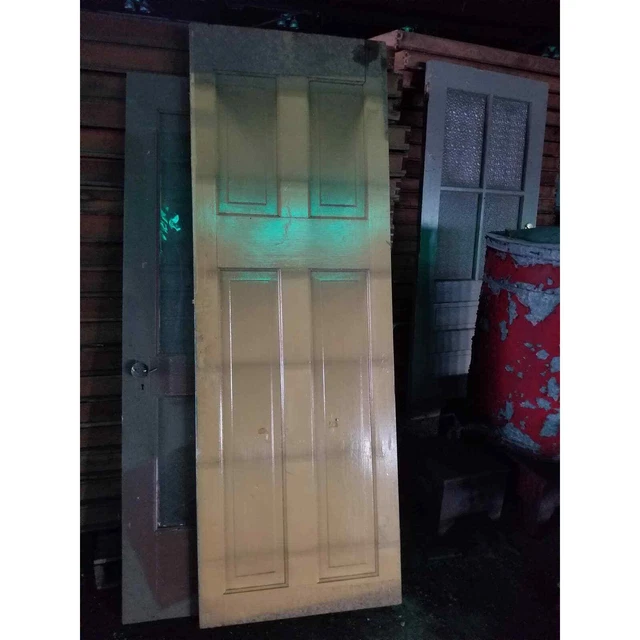 Vintage Wood Panel Door White Farmhouse Industrial ANTIQUE