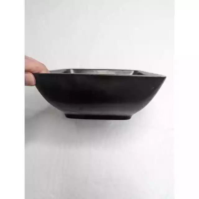 Vintage Mid Century Red Wing Pottery USA 5018 Square Bowl Black 2