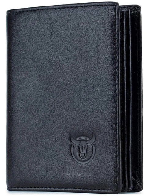 Portefeuille Homme En Cuir Véritable - Blocage RFID, Grande Capacité, Pliable, Noir