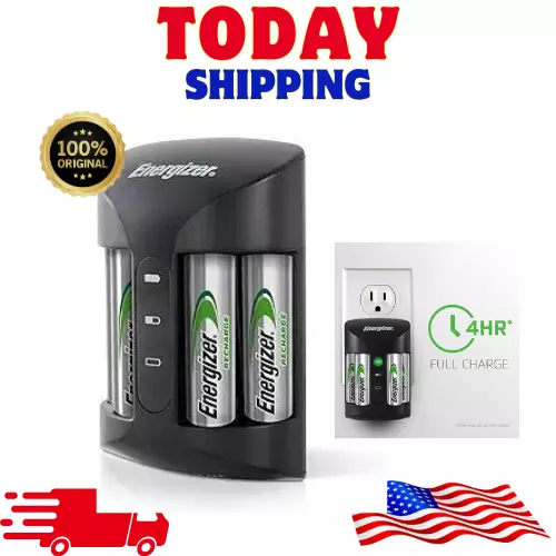 Energizer Rechargeable AA and AAA Battery Charger (Recharge Pro) with 4 AA Nimh
